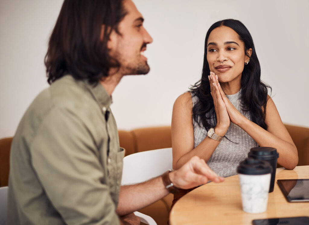Couples Counselling in Vancouver: Debunking the Myths 3 A couple engaging in conversation.